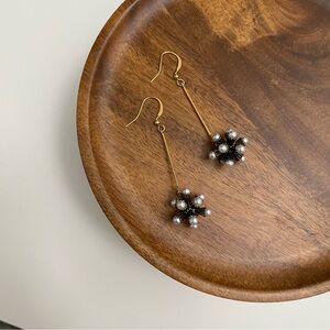 4/$15 Gold Bronze Pearl Fireworks Drop Dangly Earrings